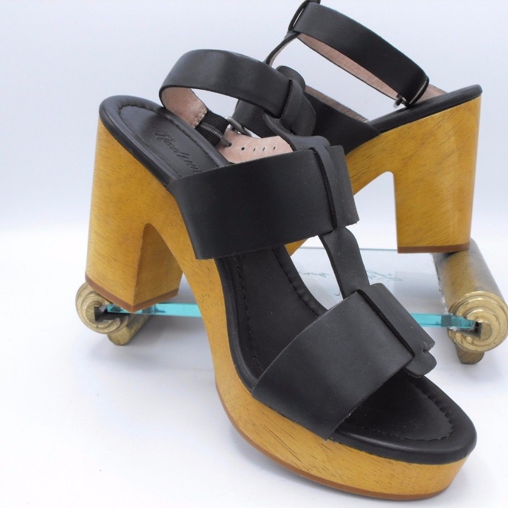 Madewell Irving Sandal Wooden Block Heel sz 8.5